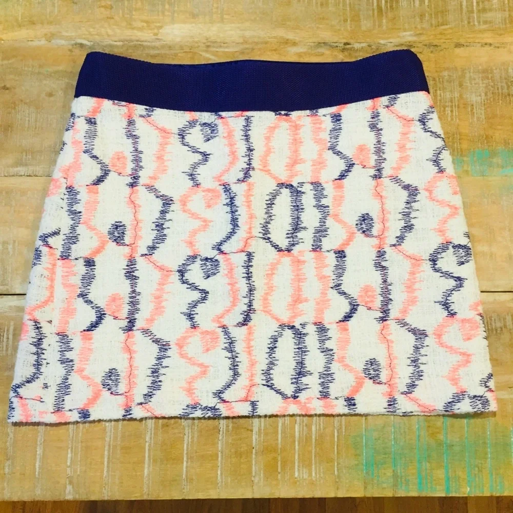 Milly Tweed Mini Skirt White purple Hot Pink 2 - Picture 2 of 8